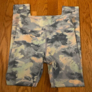Athleta Girl Blue and Pink Watercolor Leggings Size Medium 8-10